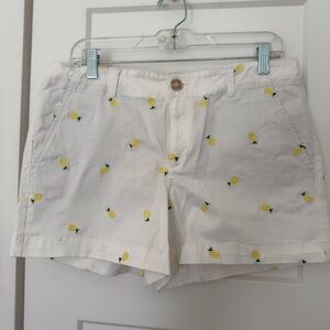 LOFT White Shorts with Lemon Pattern